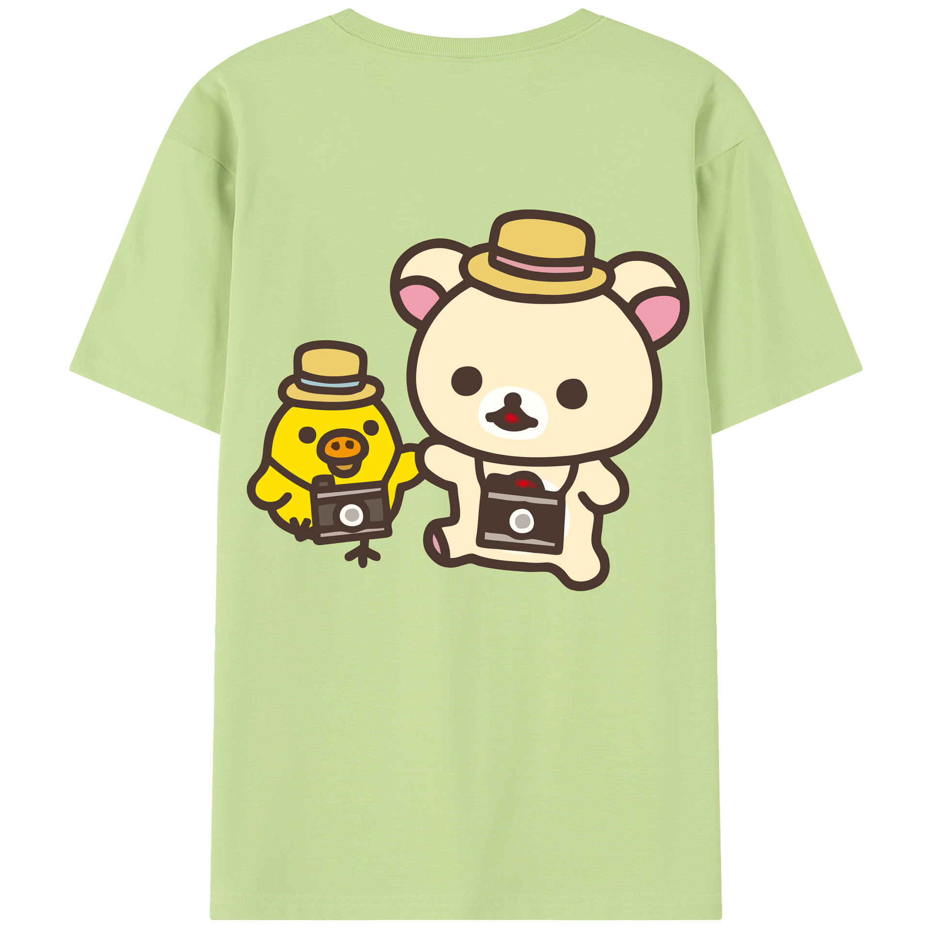 （画像用） リラックマ リラックマ キイロイトリ Rilakkuma Korilakkuma Kiiroitori 綿100％半袖Tシャツ（背面プリント）